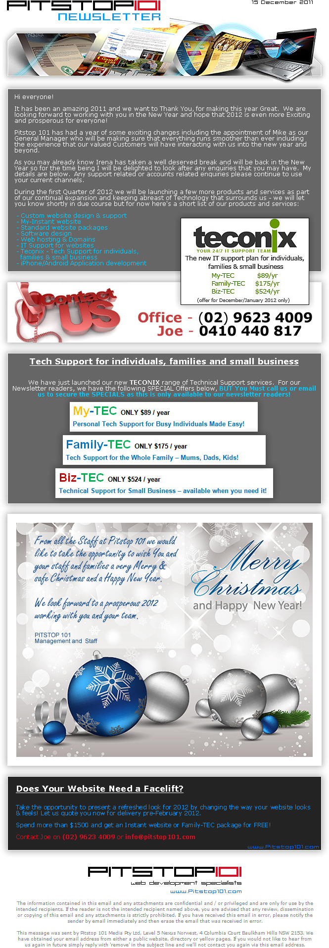 Newsletter December 2011
